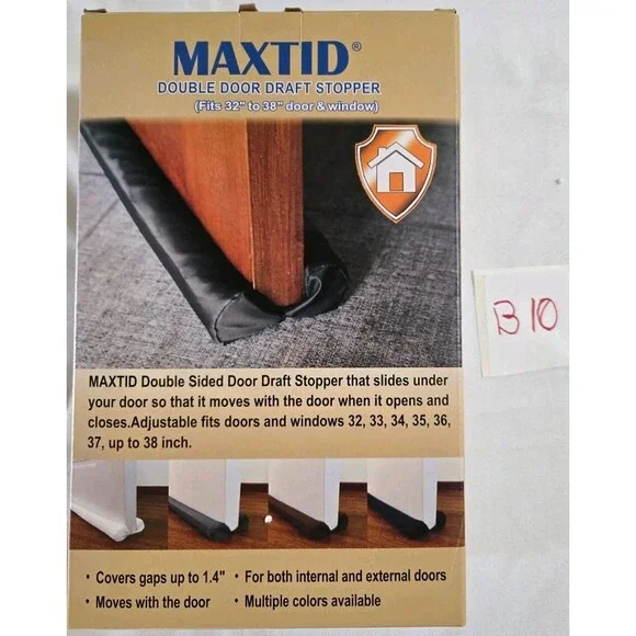 Maxtid Brown Double Door Draft Stopper Fits 32”-38” Door Or Window