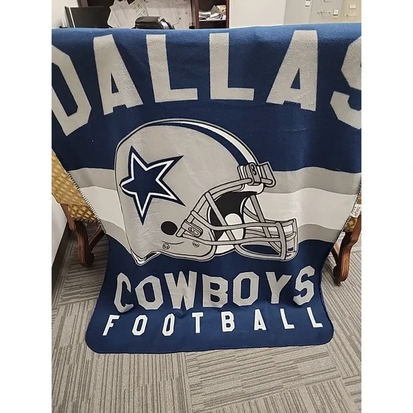 Dallas Cowboys Football Helmet Large NFL Fleece Throw Blanket 46