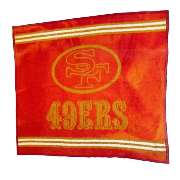 Vintage‎ San Francisco 49ers Gold Red Biederlack Tailgate Blanket 52x46 USA