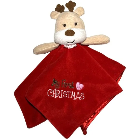 Baby Starters Red My First Christmas Reindeer Security Blanket Rattle Lovey