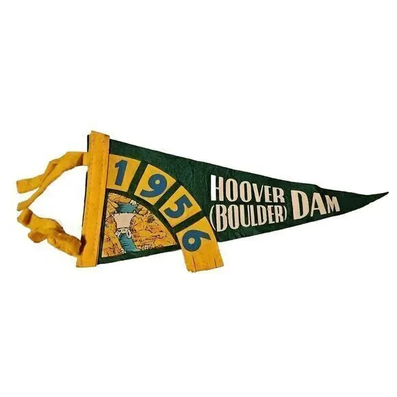 Vintage 1956 Felt Pennant Boulder Hoover‎ Dam Nevada Rare Antique Find 🔥