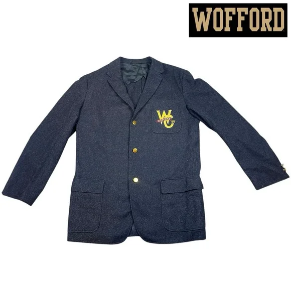 RARE Vintage Wofford College Men's‎ 100% Wool Blazer Jacket Class Of 1965 Sz M/L