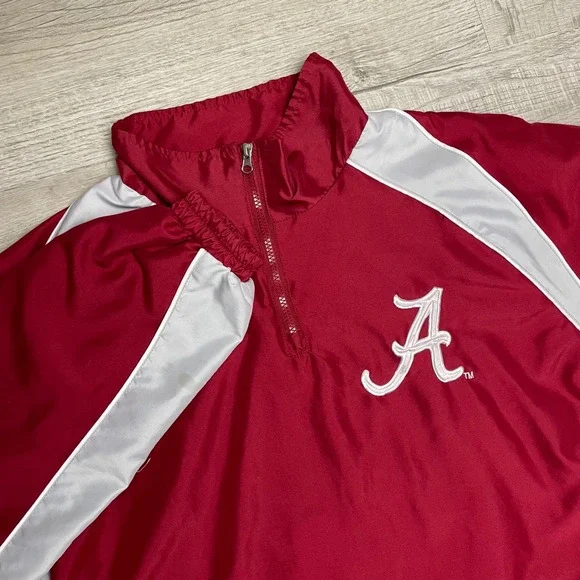 Alabama‎ Crimson Tide Jacket Mens XL 58 Sports Quarter Zip Windbreaker Red White