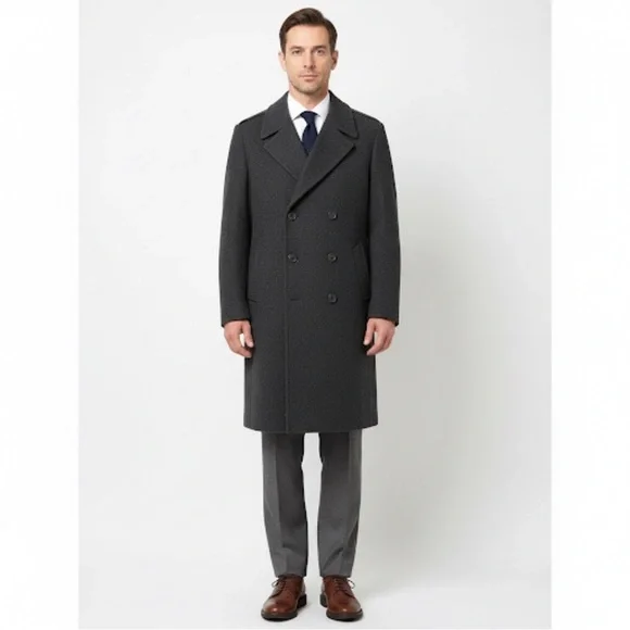 Men's Vintage London Fog Long Wool Coat Grey Made in USA Size 40 Regular