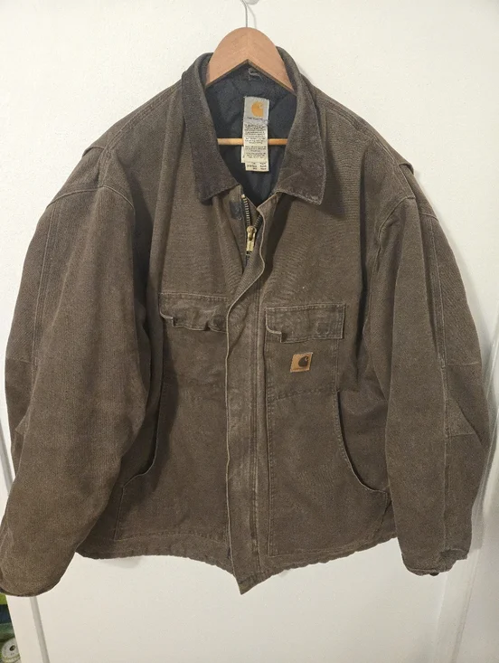 Vintage Carhartt Jacket Work Coat Brown Quilted Mens XXXL C26 Brown Canvas 3XL