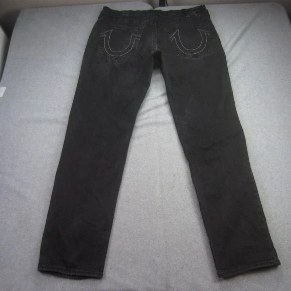 True‎ Religion Jeans Mens 38x33 Black Geno No Flap Relaxed Slim Horseshoe