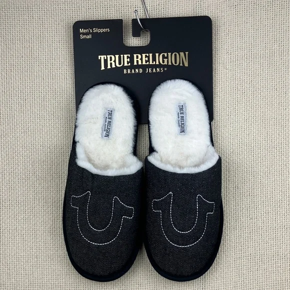 True Religion Horseshoe Slippers Gray NWT