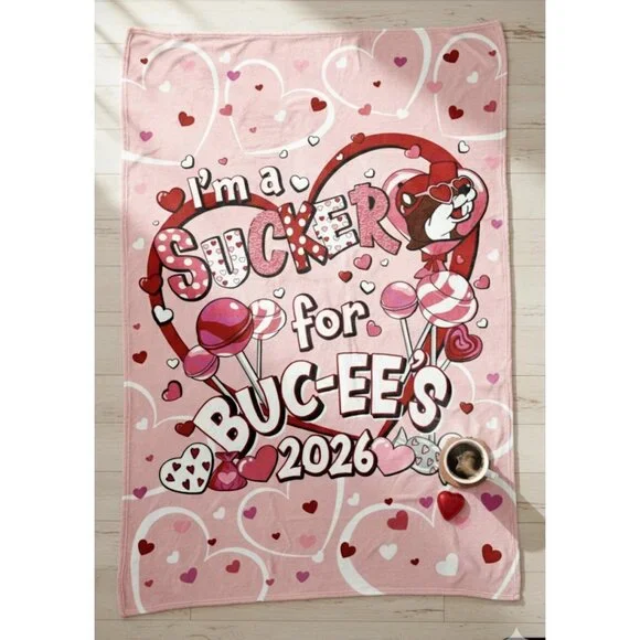 Buc-Ees Valentine 2026 Sucker Limited Edition Soft Throw Blanket 50x70 Inch