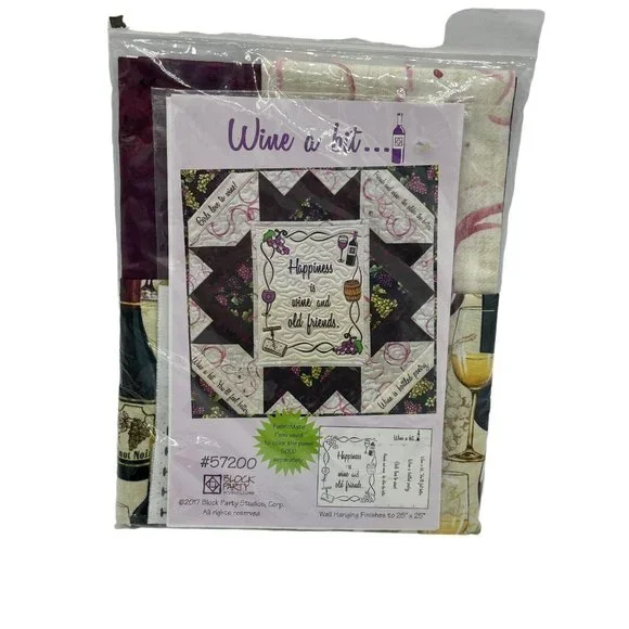 Wine A Bit Wall Hanging Pattern and Printed Panel Block Party‎ Studios Inc