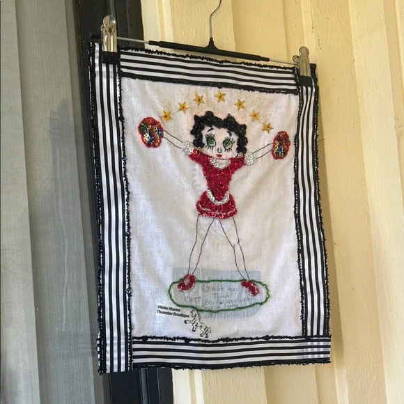 Handcrafted Wall Hanging with Embroidered Character 12” X 16”