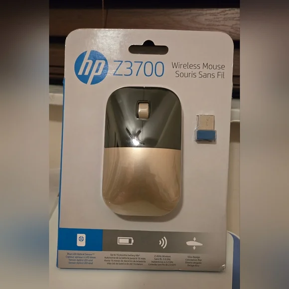 HP 2.4GHz Wireless USB Mouse Z3700 (Matte Gold/Glossy Black) (X7Q43AA#ABL)
