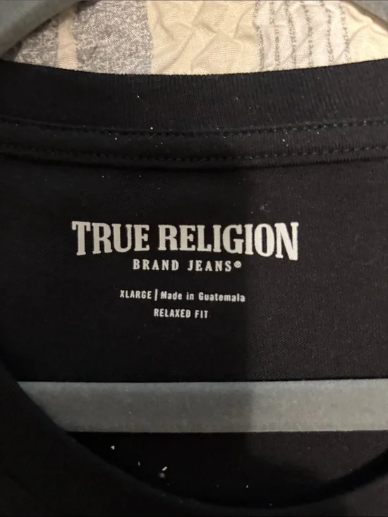 True Religion Black Tee with White Neck Logo