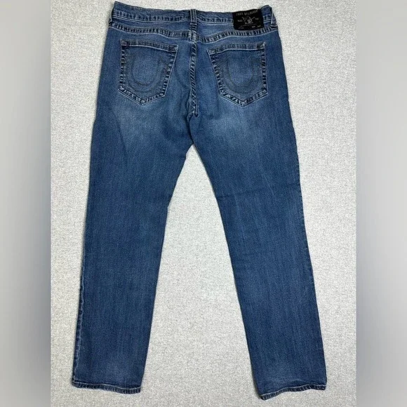 True Religion Geno Jeans Mens 36X32 Blue Relaxed Slim Fit Denim Straight Leg