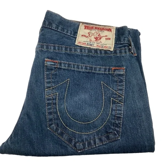 TRUE RELIGION WORLD TOUR Vintage Bobby Straight Jeans - Size‎ 36x33