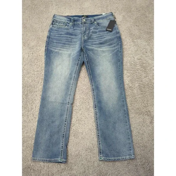 True Religion Jeans Mens 38x32 Denim High Rise‎ Ricky Relaxed Medium Muggy Wash