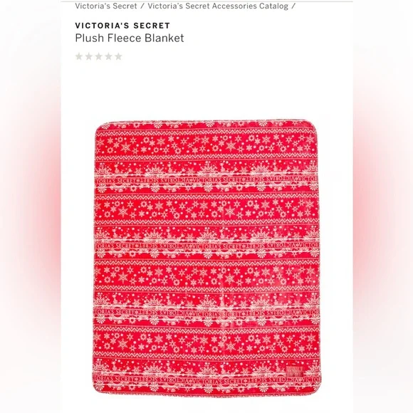 VICTORIA'S SECRET Plush Blanket Red white 60x50 Polyester Sherpa feel