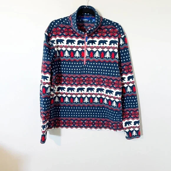 Chubbies 1/4 zip up‎ pullover fleece beary wild sweater holiday winter print