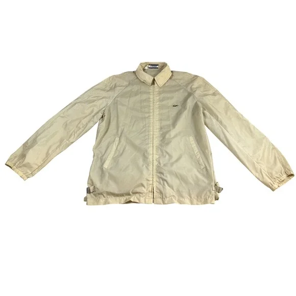 Vintage 1970's IZOD Lacoste Windbreaker Jacket Mens‎ Medium Beige Full Zip