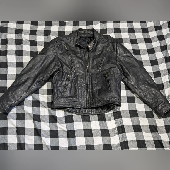 Vintage Black Leather Riding Jacket