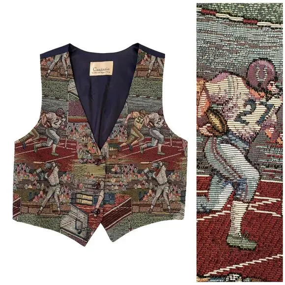 Vintage 90s Tapestry Sports Vest Mens L Navy Football Baseball Made in USA