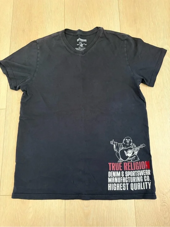 True Religion Black Short-Sleeve Logo Graphic Tee