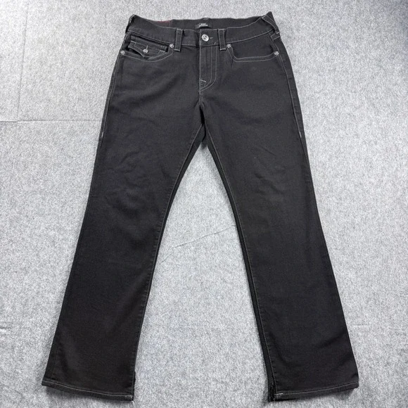 True Religion Men's 32x30 Ricky Relaxed‎ Straight Black Jeans Flap Pocket