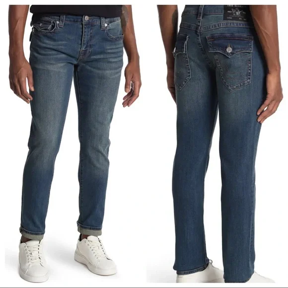 TRUE‎ RELIGION 105647 Dark Indigo Rocco Flap SN Relaxed Skinny Jeans