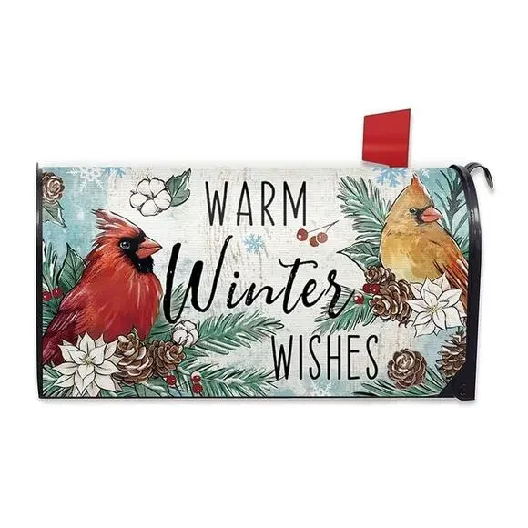 Warm Winter Wishes Cardinal Mailbox Cover