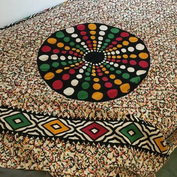 Vintage Hippie Wall Hanging Bed Covering, Dorm Room, Bought in India in the 80s