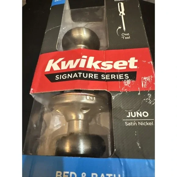 Kwikset Juno Satin Nickel Round Door Knob‎ Bed and Bath Privacy 97300-829