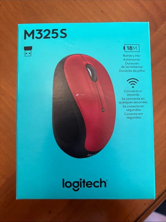 NIB LOGITECH RED WIRELESS MOUSE