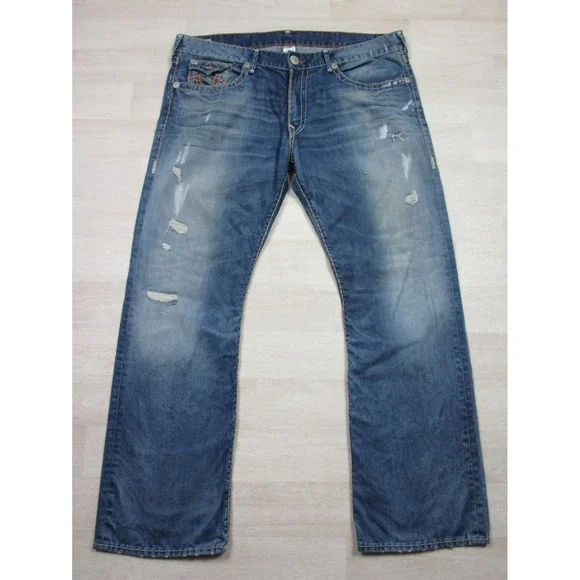 True‎ Religion Men's Designer Jeans - Ricky Super T USA Straight 43x34 Flap