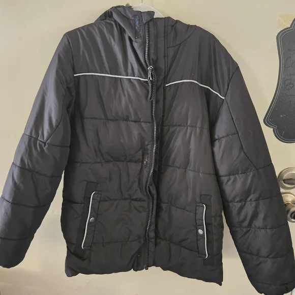 Swiss Tech Kids Dark Puffer Jacket‎ with White Accents