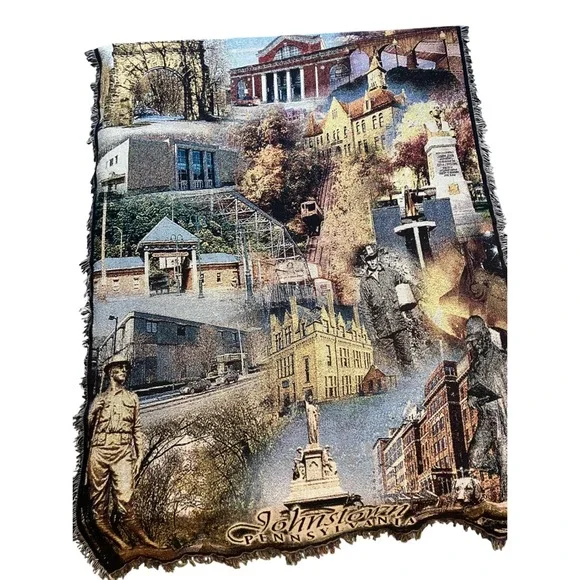 Johnstown Pennsylvania Collectible‎ Woven Tapestry Throw Blanket Souvenir Art