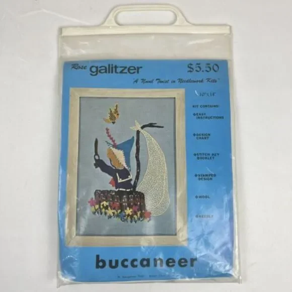 Vintage Rose Galitzer Buccaneer‎ Needlework Kit Pirate Child Wool 10x14