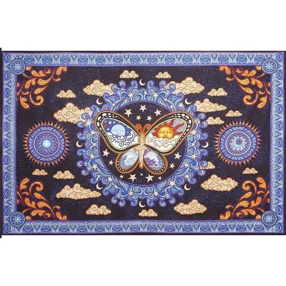 New 45x30 Nymph Butterfly Tapestry Wall Hanging Decor Gift Sun & Moon Celestial