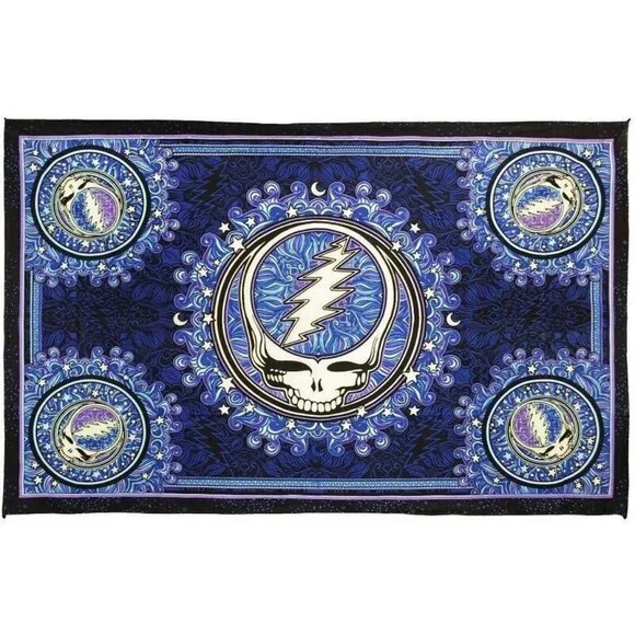 New Large 3D Blue Steal Your Face Grateful Dead Tapestry Gift Wall Hanging SYF