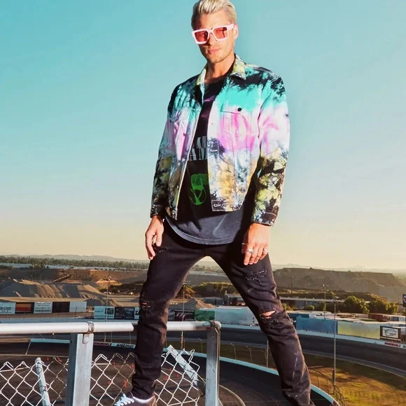 Fashion nova men sinner tie dye denim jacket