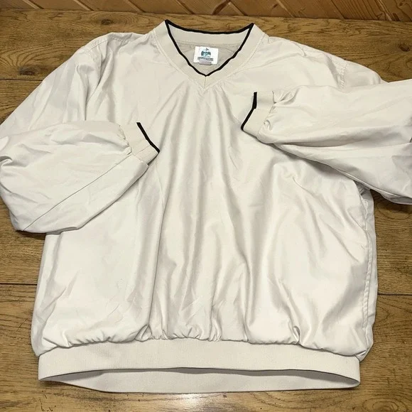Outdoor World Golf Apparel Long Sleeve Pullover Windbreaker Beige Vtg | Men's XL