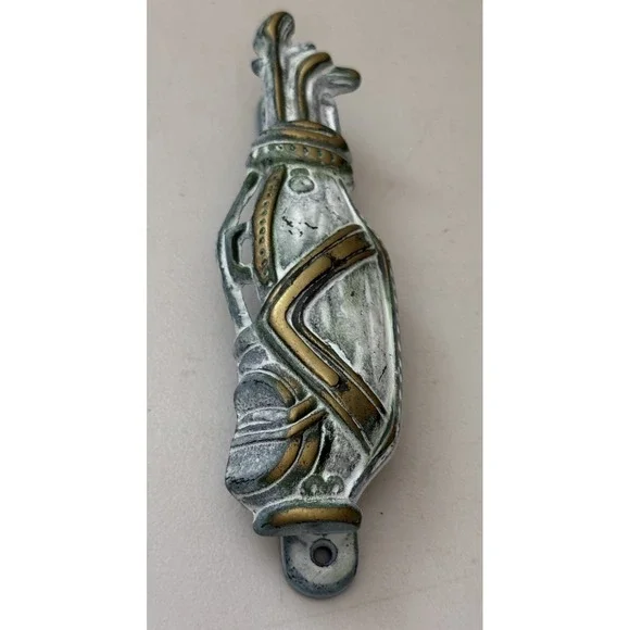 Vintage Cast Iron Golf Bag w/ Clubs Door Knocker rusty color patina