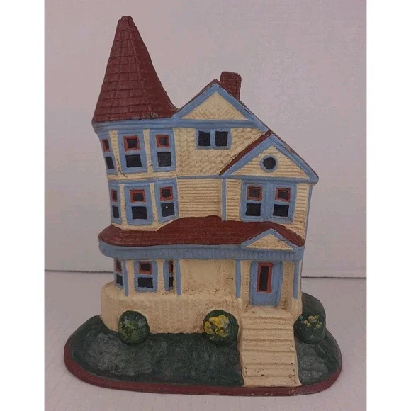 Vintage Heritage Metalcraft Doorstop Victorian Home White And Blue 1990s