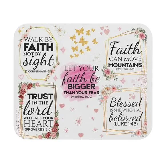 Inspirational Bible Verse Collage Mouse Pad | Faith Quotes, Scripture Desk Mat