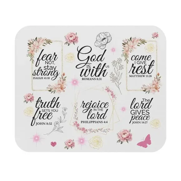 Floral Bible Verse Mouse Pad | Christian Desk Decor