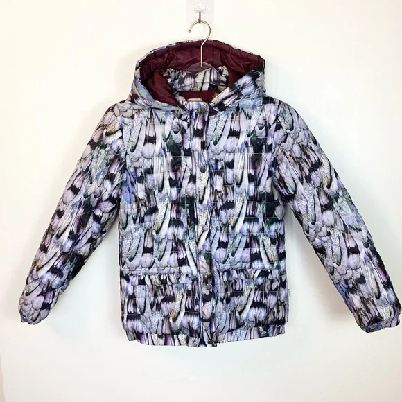 Paul Smith Jr. Hooded Feather Print Puffer Jacket - Purple - 12