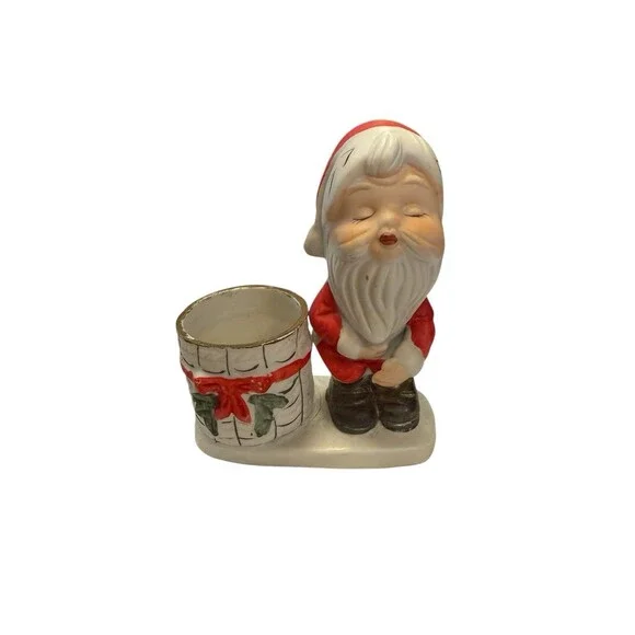 JASCO Luvkins Christmas Santa‎ Votive Candle Holder Vintage 1978 Mid Century Mod