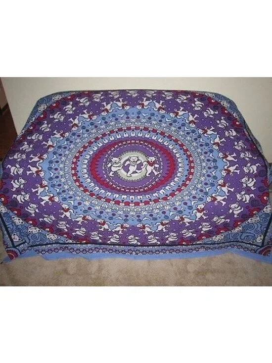 New Grateful Dead Dancing Bears Blue Purple Red Wall Hanging Tapestry 90X60 Gift