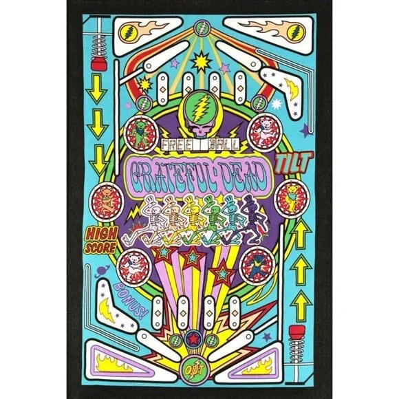 New Mini Pinball Machine Grateful Dead Tapestry Hippie Art Poster Wall Hanging