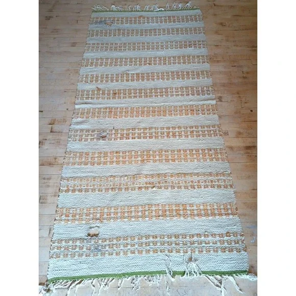Antique Imported Swedish HandMade Rag Rug Runner‎ (37 x 83 inches )