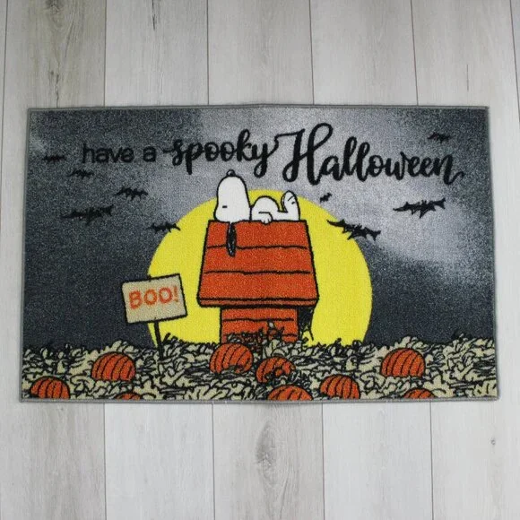 Peanuts Snoopy Have a Spooky Halloween Black Accent Rug Doormat 19.5