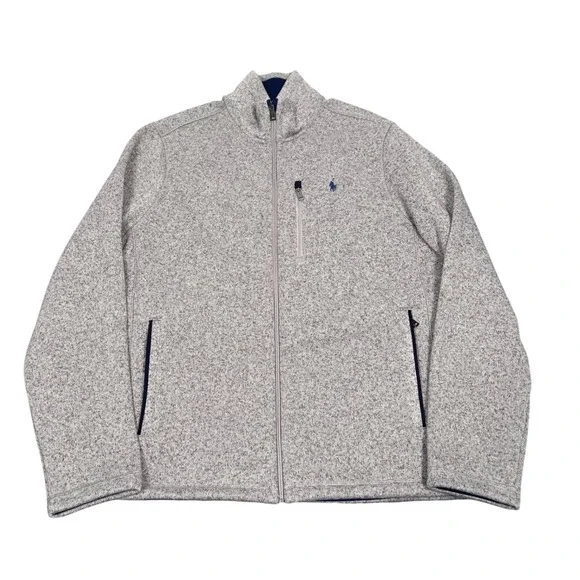 Polo Ralph Lauren Full Zip Sweater Jacket Mens Large Gray Performance Fleece